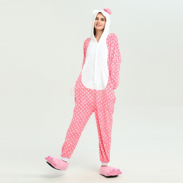 Dotted Pink Hello Kitty Adult Onesie
