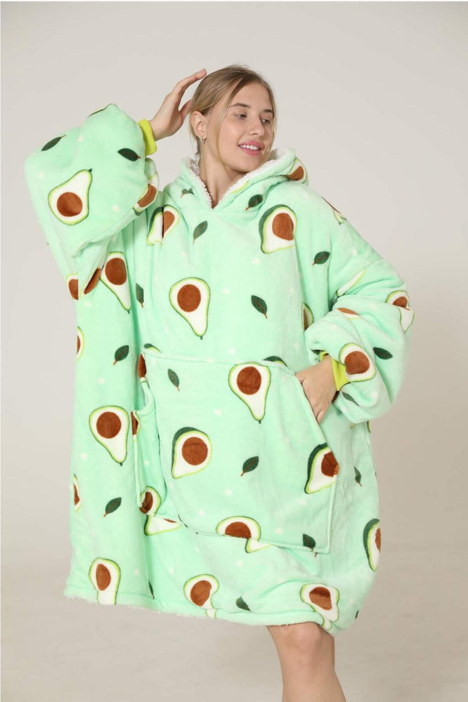 Large Avocado Oversized Blanket Hoodie