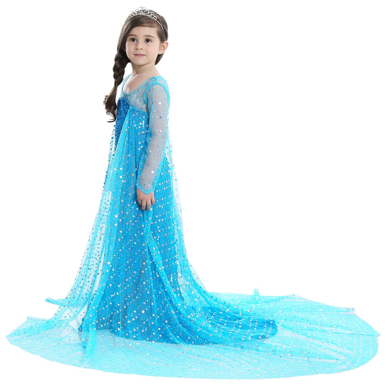 Blue Party Costume Princess Dress With Cape