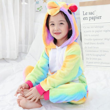 Rainbow-Stripes Unicorn Kids Onesie