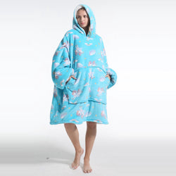 Large Blue Unicorn Oversized Blanket Hoodie