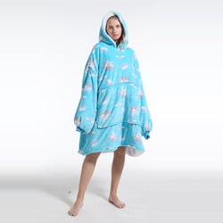 Large Blue Unicorn Oversized Blanket Hoodie