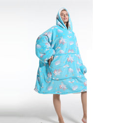 Large Blue Unicorn Oversized Blanket Hoodie