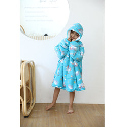 Small Blue Unicorn Oversized Blanket Hoodie