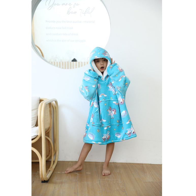 Small Blue Unicorn Oversized Blanket Hoodie