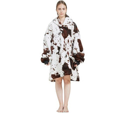 Large Seamless Cow Print Oversized Blanket Hoodie