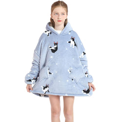 Small French Bulldog Yoga Lover Oversized Blanket Hoodie