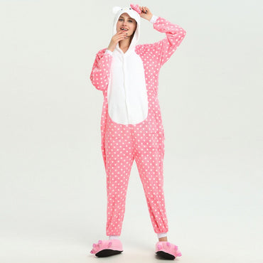 Dotted Pink Hello Kitty Adult Onesie