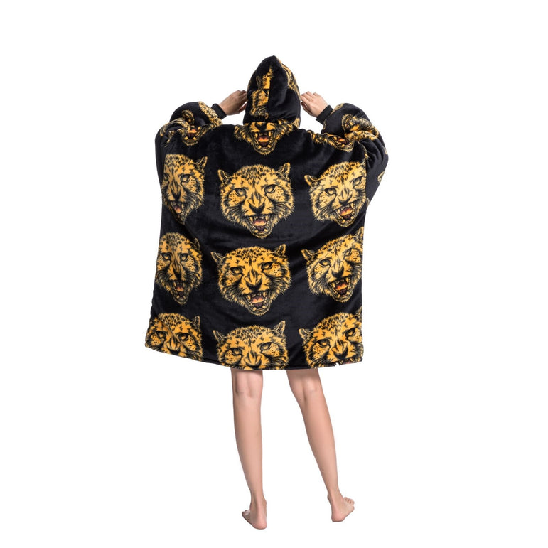 Large Leopard Oversized Blanket Hoodie