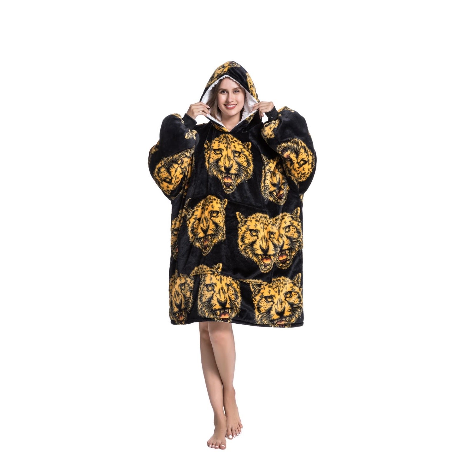 Large Leopard Oversized Blanket Hoodie