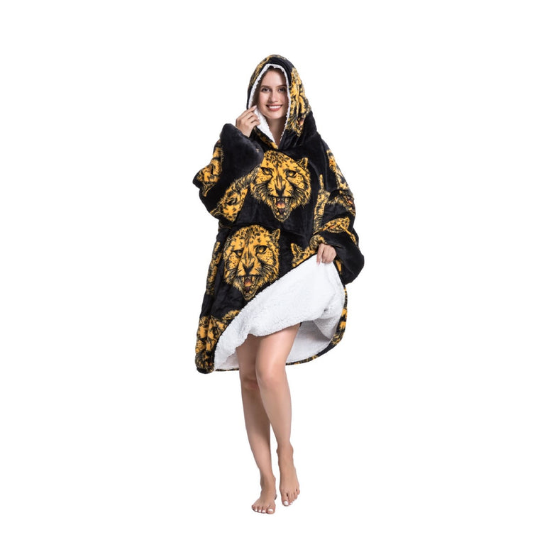 Large Leopard Oversized Blanket Hoodie