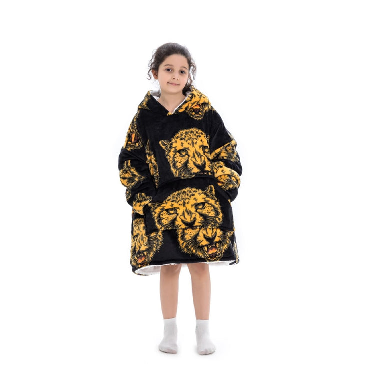 Small Leopard Oversized Blanket Hoodie