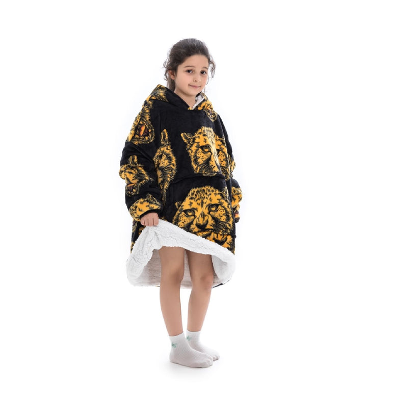 Small Leopard Oversized Blanket Hoodie