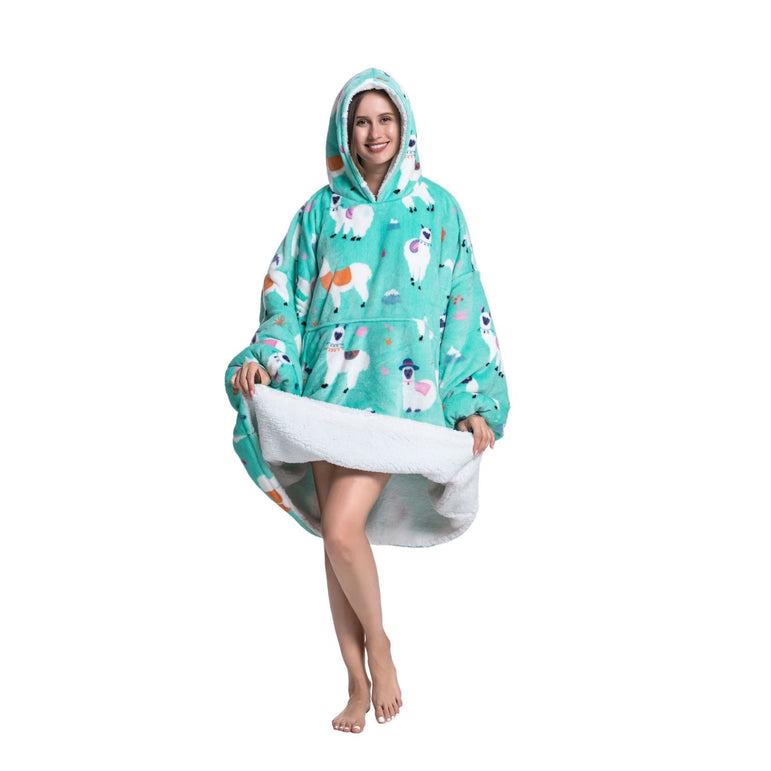 Large Llama Oversized Blanket Hoodie