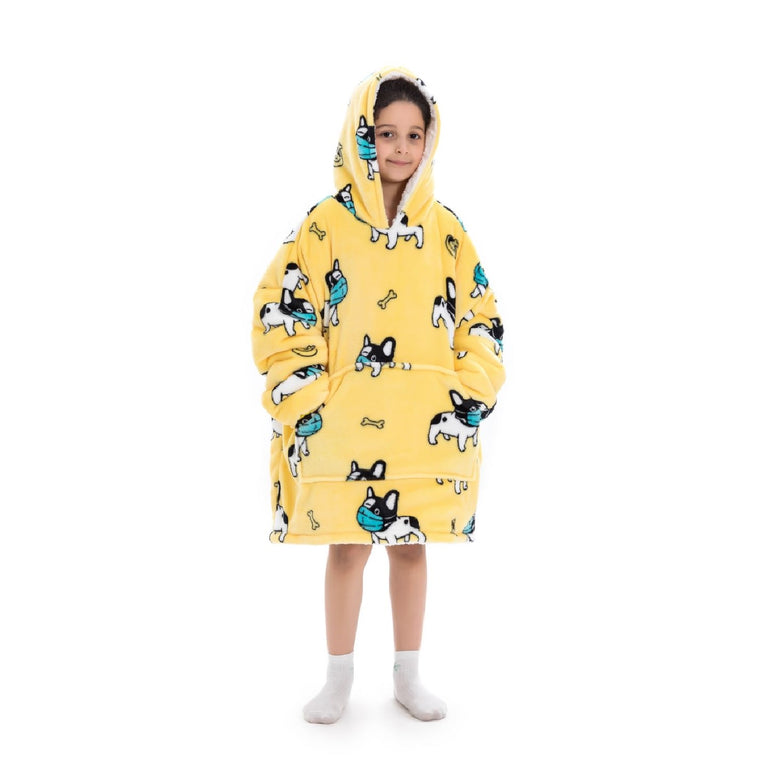 Small Masked French Bulldog Oversized Blanket Hoodie