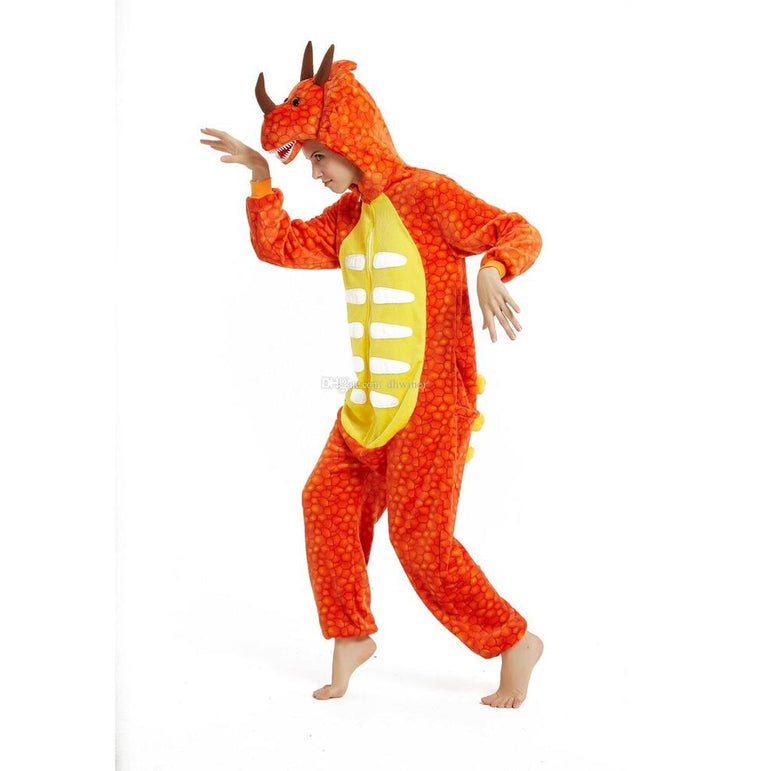 Orange Triceratops Adult Onesie