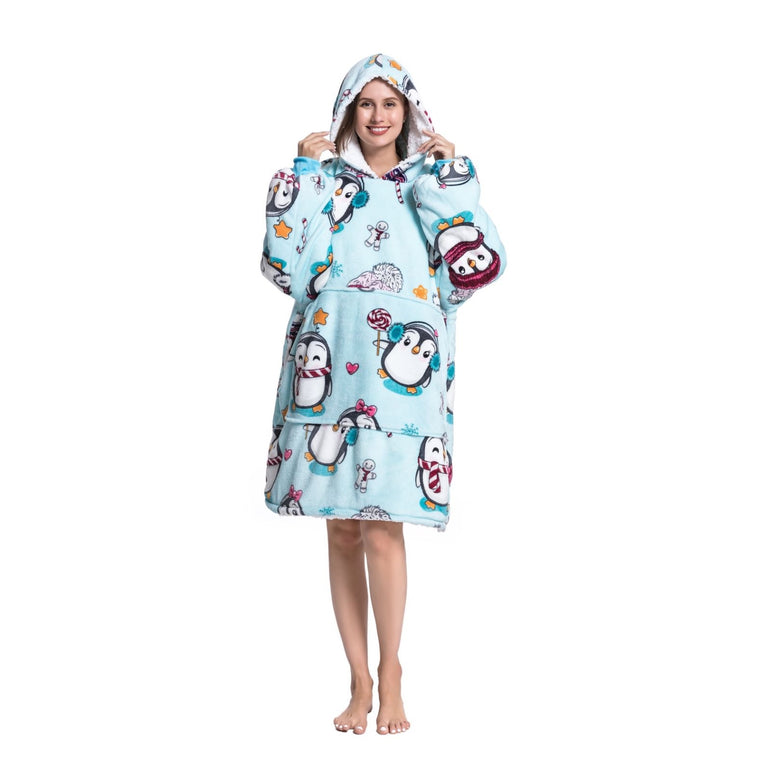 Large Penguin Oversized Blanket Hoodie