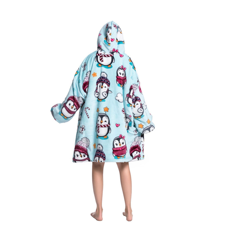 Large Penguin Oversized Blanket Hoodie