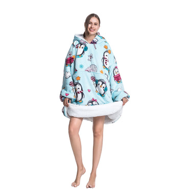 Large Penguin Oversized Blanket Hoodie