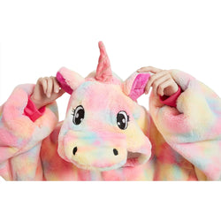 Large Pink Rainbow Unicorn Oversized Blanket Hoodie