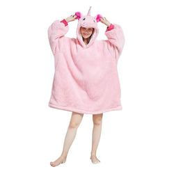 Large Pink Unicorn Oversized Blanket Hoodie