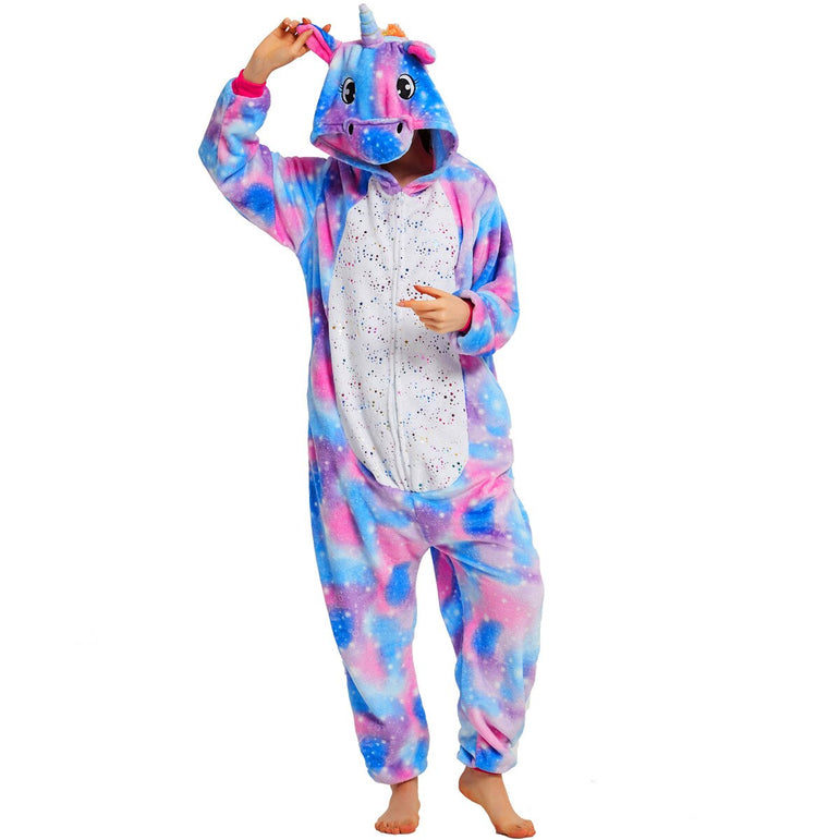 Purple Unicorn with Sparkling Stars Adult Onesie