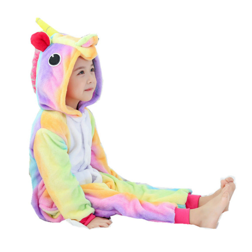 Rainbow-Stripes Unicorn Kids Onesie