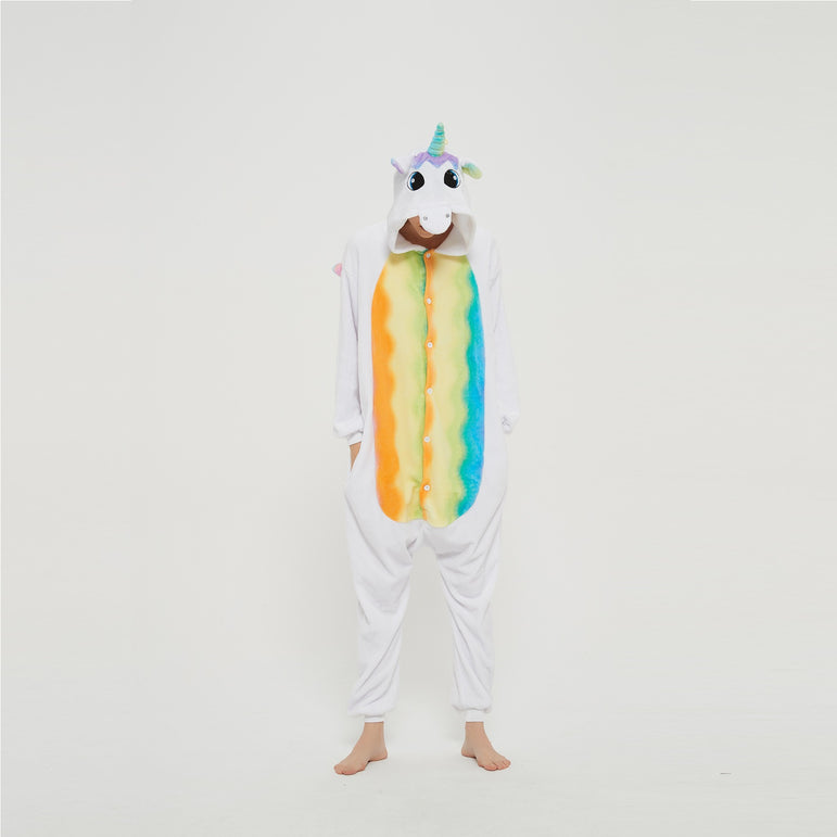 White Unicorn With Rainbow Wings Adult Onesie