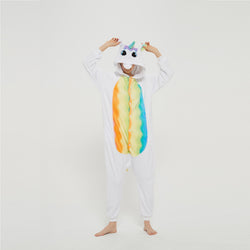 White Unicorn With Rainbow Wings Adult Onesie