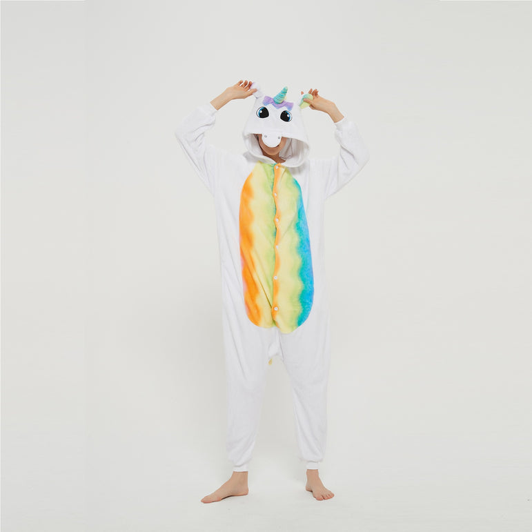 White Unicorn With Rainbow Wings Adult Onesie