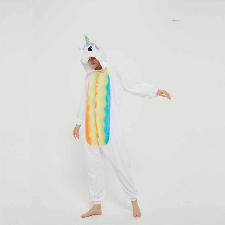 White Unicorn With Rainbow Wings Adult Onesie