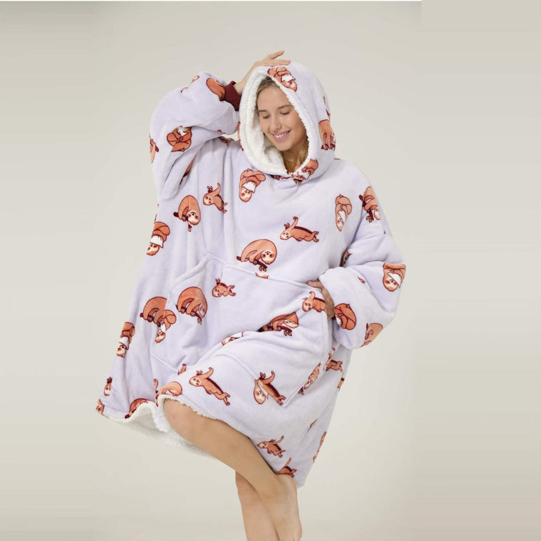 Large Sloth Oversized Blanket Hoodie