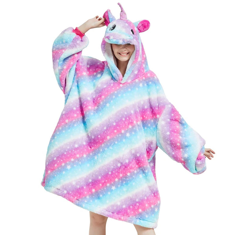 Large Galaxy Starry Sky Unicorn Oversized Blanket Hoodie