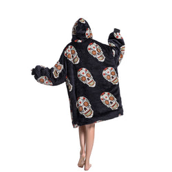 Large Sugar Skull Oversized Blanket Hoodie