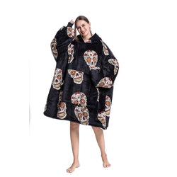 Large Sugar Skull Oversized Blanket Hoodie