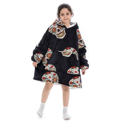 Small Sugar Skull Oversized Blanket Hoodie