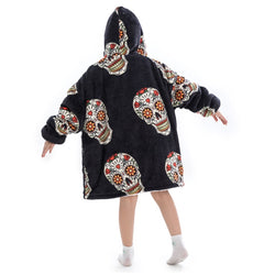 Small Sugar Skull Oversized Blanket Hoodie