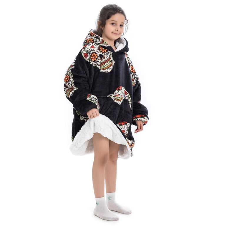 Small Sugar Skull Oversized Blanket Hoodie