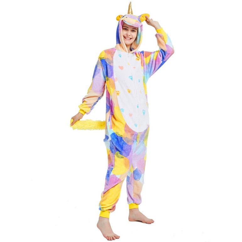 Rainbow Circles Unicorn Adult Onesie