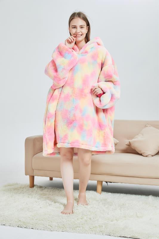 Large Pink Rainbow Unicorn Oversized Blanket Hoodie