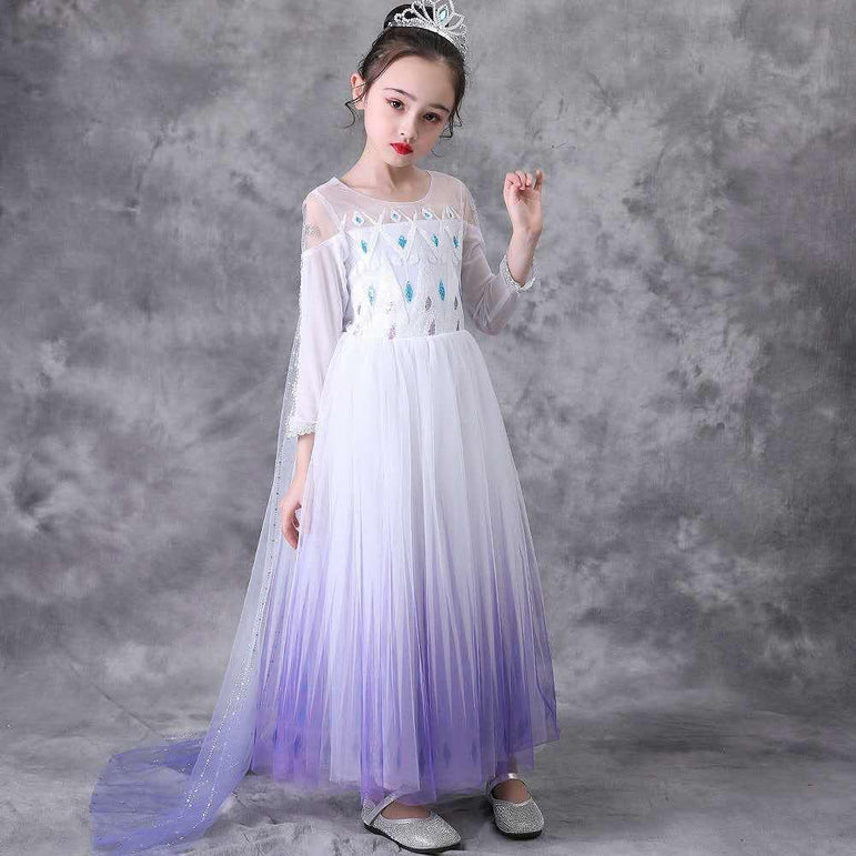 White-Purple Party Costume Princess Dress With Cape