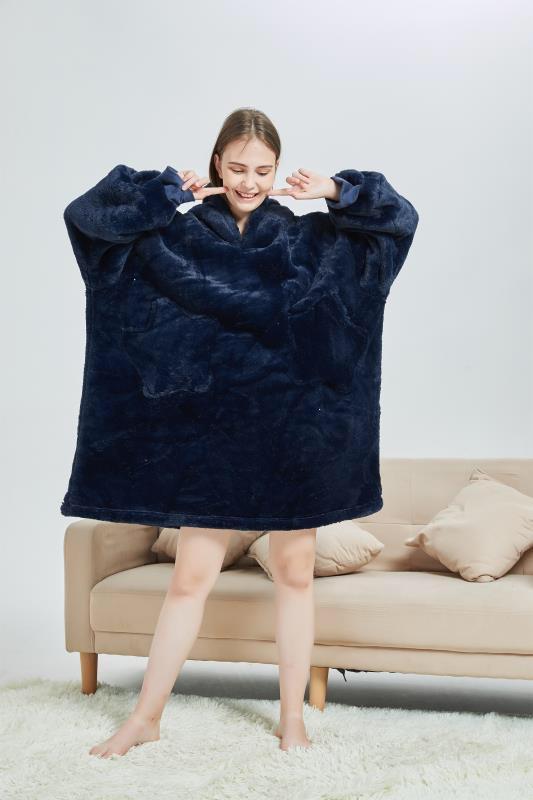 Large Dark Blue Oversized Blanket Hoodie