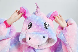 Large Galaxy Stripes Unicorn Oversized Blanket Hoodie