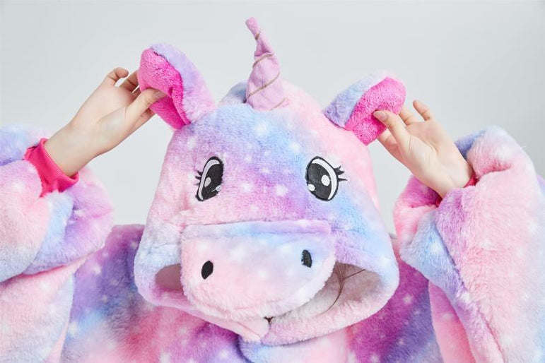 Large Galaxy Stripes Unicorn Oversized Blanket Hoodie