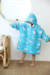 Small Blue Unicorn Oversized Blanket Hoodie