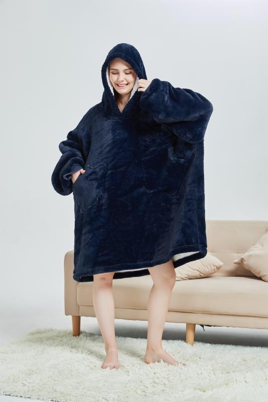 Large Dark Blue Oversized Blanket Hoodie