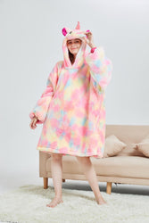 Large Pink Rainbow Unicorn Oversized Blanket Hoodie