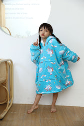 Small Blue Unicorn Oversized Blanket Hoodie