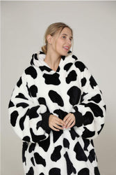 Large Monochrome Cow Oversized Blanket Hoodie