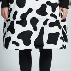 Small Monochrome Cow Oversized Blanket Hoodie